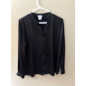 Chicos Black Long Sleeve V Neck Band Collar Blouse Top Size 0 4 6
A800